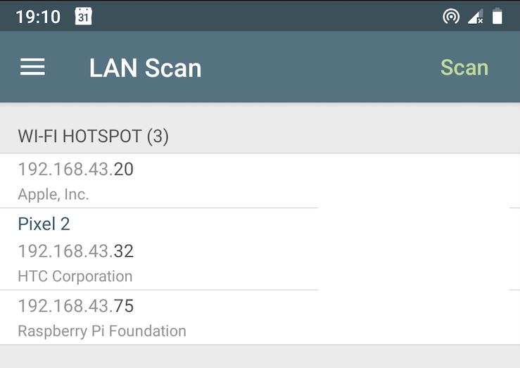 rpi network scan mac